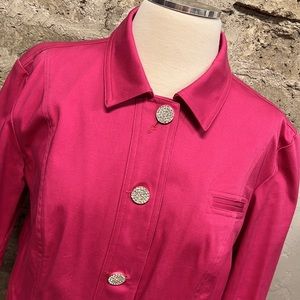 Christine Alexander Hot Pink Denim Jacket with Rhinestone Buttons Size Medium